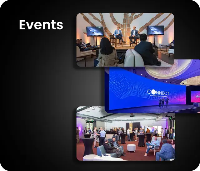 Events showcasing strategic marketing and creative leadership, featuring speakers and networking moments.
